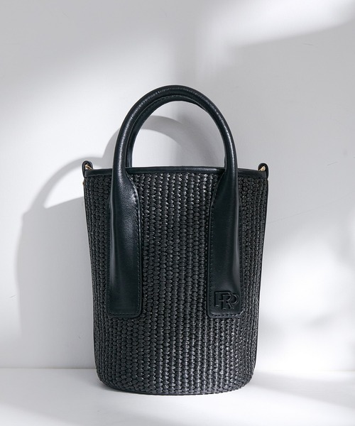 ROPE'（ロペ）の「【雑誌掲載】ラフィアライクシートミニバッグ（ハンドバッグ・レディース・ブラック/ベージュ・FREE）」の2枚目の写真