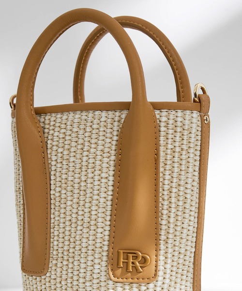 ROPE'（ロペ）の「【雑誌掲載】ラフィアライクシートミニバッグ（ハンドバッグ・レディース・ブラック/ベージュ・FREE）」の4枚目の写真