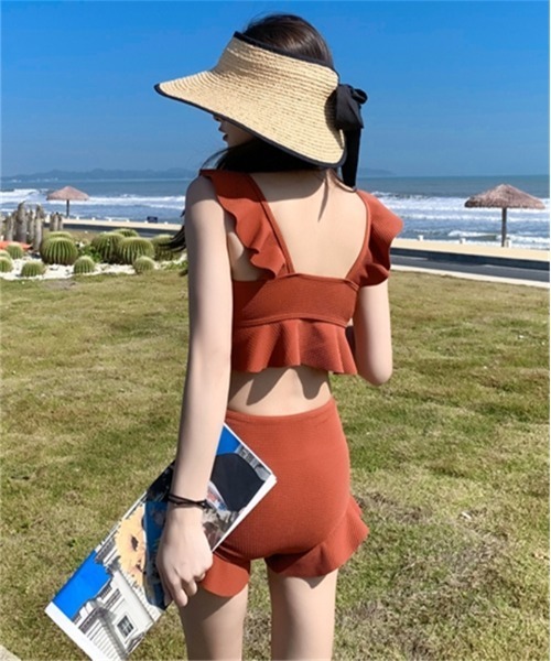 Ritzy（リッツィー）の「お気に入り54,000人突破！フリルハイウエスト セットアップビキニ 水着（水着・レディース・ブラック/オレンジ/ベージュ/ブラウン/ピンク/ホワイト/グリーン/カーキ・M/L/XL）」の17枚目の写真