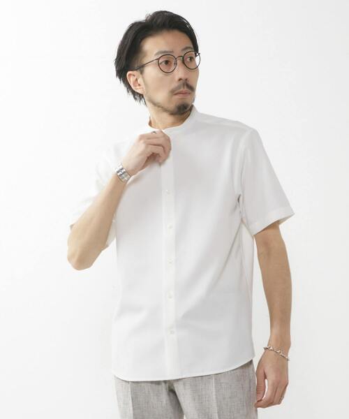 MEN'S MELROSE(メンズメルローズ)の「エステルシャンブレーバンドカラーシャツ(シャツ/ブラウス・メンズ・ベージュ/ネイビー/ホワイト/インディゴブルー・4/3/2)」の1枚目の写真