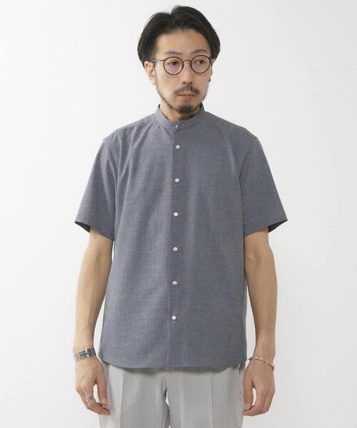 MEN'S MELROSE(メンズメルローズ)の「エステルシャンブレーバンドカラーシャツ(シャツ/ブラウス・メンズ・ベージュ/ネイビー/ホワイト/インディゴブルー・4/3/2)」の10枚目の写真