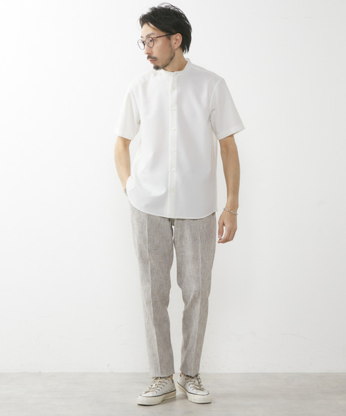 MEN'S MELROSE(メンズメルローズ)の「エステルシャンブレーバンドカラーシャツ(シャツ/ブラウス・メンズ・ベージュ/ネイビー/ホワイト/インディゴブルー・4/3/2)」の18枚目の写真