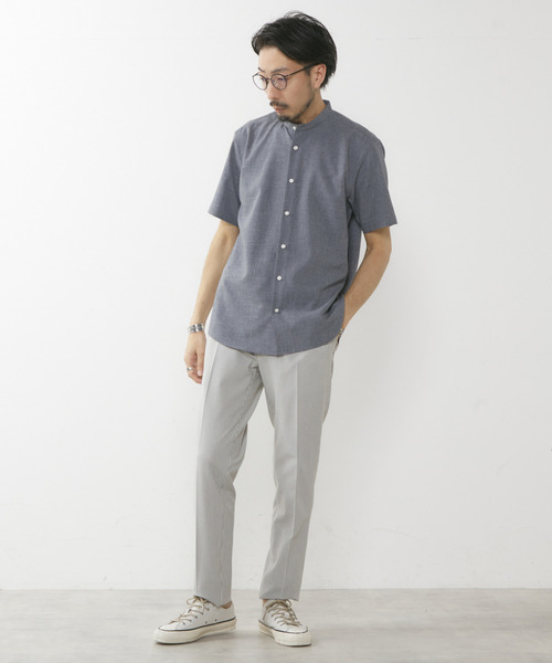 MEN'S MELROSE(メンズメルローズ)の「エステルシャンブレーバンドカラーシャツ(シャツ/ブラウス・メンズ・ベージュ/ネイビー/ホワイト/インディゴブルー・4/3/2)」の21枚目の写真