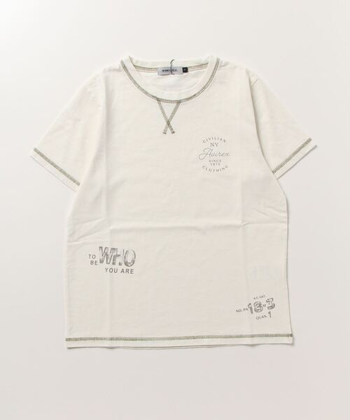 AVIREX（アヴィレックス）の「【直営店限定】PRODUCT DYEING STITCH T-SHIRT/ プロダクトダイイング ステッチTシャツ（Tシャツ/カットソー・レディース・パープル/アイボリー/ブラック/オリーブ系・M/S）」の8枚目の写真