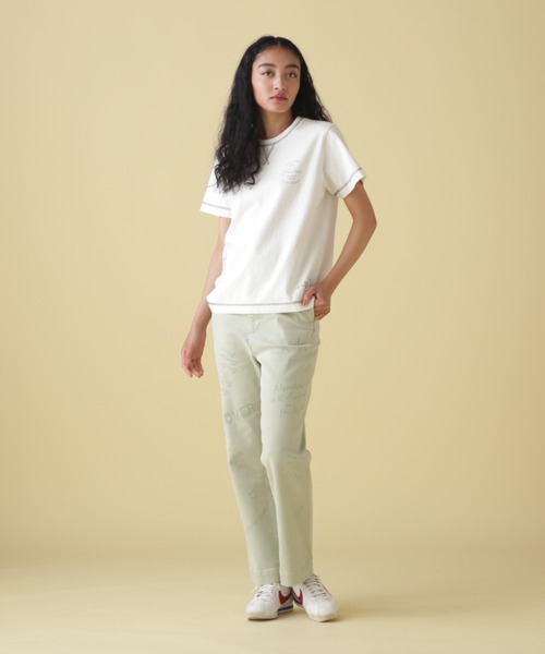 AVIREX（アヴィレックス）の「【直営店限定】PRODUCT DYEING STITCH T-SHIRT/ プロダクトダイイング ステッチTシャツ（Tシャツ/カットソー・レディース・パープル/アイボリー/ブラック/オリーブ系・M/S）」の6枚目の写真