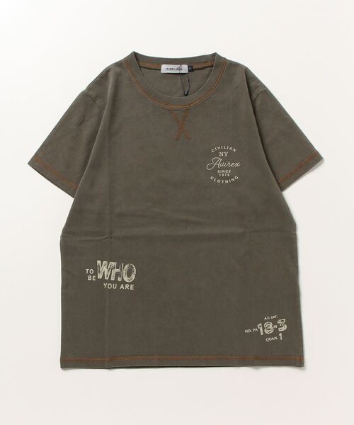 AVIREX（アヴィレックス）の「【直営店限定】PRODUCT DYEING STITCH T-SHIRT/ プロダクトダイイング ステッチTシャツ（Tシャツ/カットソー・レディース・パープル/アイボリー/ブラック/オリーブ系・M/S）」の15枚目の写真