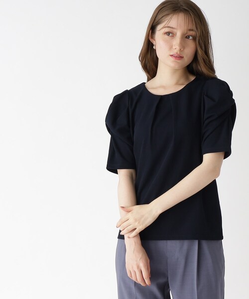 index(インデックス)の「◆ツイストスリーブカットソー【洗濯機洗い可】(Tシャツ/カットソー・レディース・ライトブルー/ホワイト系/ライトグレー/ネイビー・36/38/40/42)」の4枚目の写真