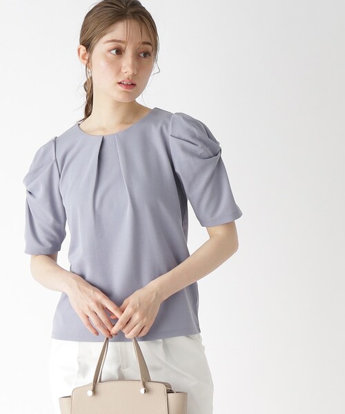 index(インデックス)の「◆ツイストスリーブカットソー【洗濯機洗い可】(Tシャツ/カットソー・レディース・ライトブルー/ホワイト系/ライトグレー/ネイビー・36/38/40/42)」の3枚目の写真