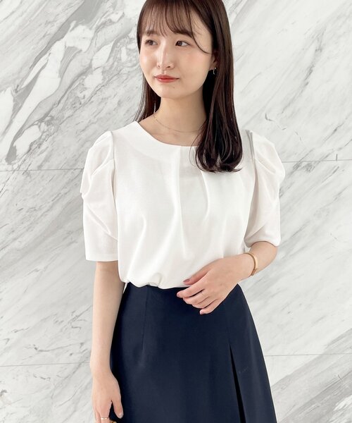 index(インデックス)の「◆ツイストスリーブカットソー【洗濯機洗い可】(Tシャツ/カットソー・レディース・ライトブルー/ホワイト系/ライトグレー/ネイビー・36/38/40/42)」の10枚目の写真