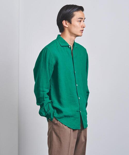 UNITED ARROWS（ユナイテッドアローズ）の「LIBECO リネン イタリアン カラー シャツ（シャツ/ブラウス・メンズ・ブラック/ホワイト/ケリー/オレンジ・S/M/L/XL）」の3枚目の写真