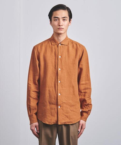 【23区】LIBECO 麻100% レギュラーカラーシャツ46 オレンジ UNITED ARROWS（ユナイテッドアローズ）の「LIBECO リネン