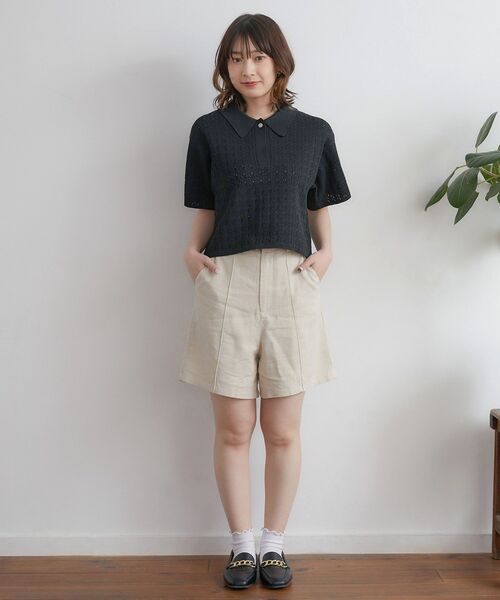 ems excite（エムズエキサイト）の「レーヨン麻バミューダPT（その他パンツ・レディース・ブラック/ナチュラル/ライトブラウン・FREE）」の8枚目の写真