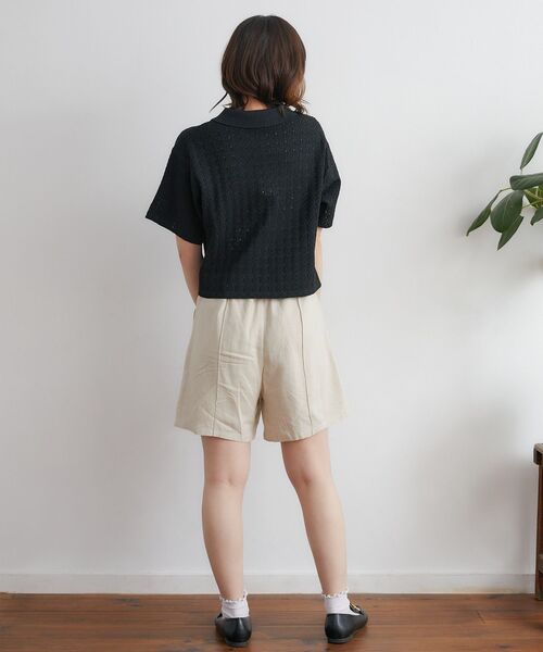 ems excite（エムズエキサイト）の「レーヨン麻バミューダPT（その他パンツ・レディース・ブラック/ナチュラル/ライトブラウン・FREE）」の4枚目の写真