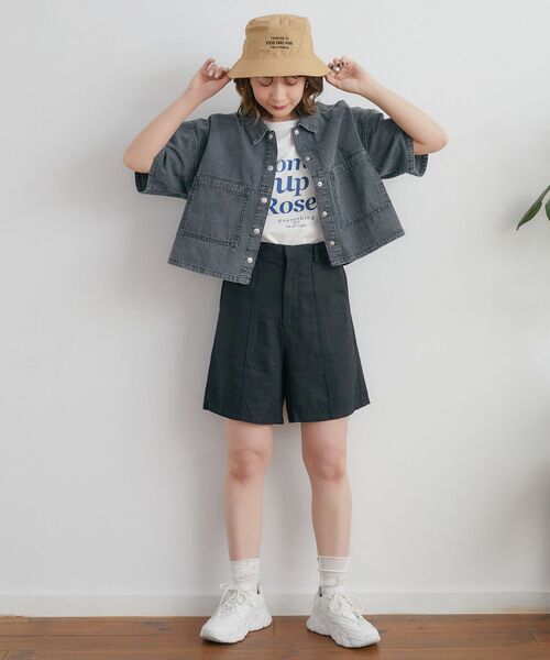 ems excite（エムズエキサイト）の「レーヨン麻バミューダPT（その他パンツ・レディース・ブラック/ナチュラル/ライトブラウン・FREE）」の19枚目の写真