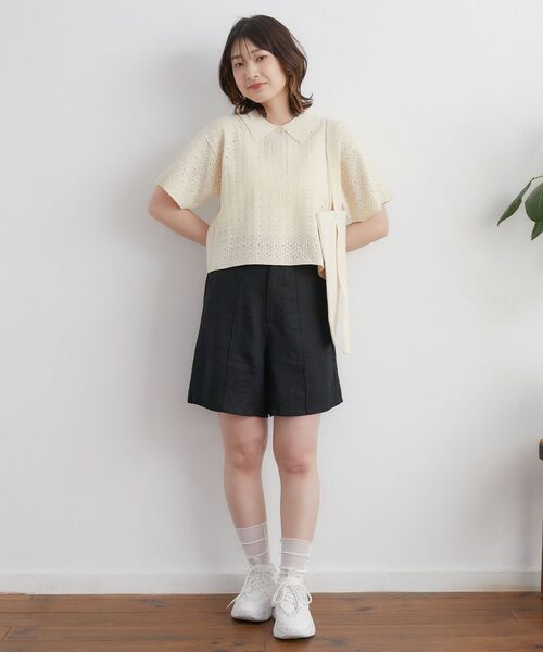 ems excite（エムズエキサイト）の「レーヨン麻バミューダPT（その他パンツ・レディース・ブラック/ナチュラル/ライトブラウン・FREE）」の5枚目の写真