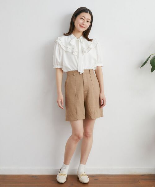 ems excite（エムズエキサイト）の「レーヨン麻バミューダPT（その他パンツ・レディース・ブラック/ナチュラル/ライトブラウン・FREE）」の10枚目の写真