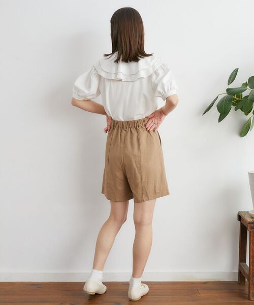 ems excite（エムズエキサイト）の「レーヨン麻バミューダPT（その他パンツ・レディース・ブラック/ナチュラル/ライトブラウン・FREE）」の6枚目の写真