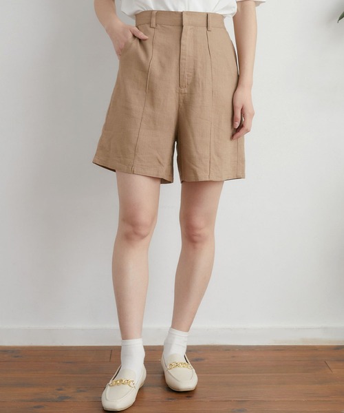 ems excite（エムズエキサイト）の「レーヨン麻バミューダPT（その他パンツ・レディース・ブラック/ナチュラル/ライトブラウン・FREE）」の3枚目の写真