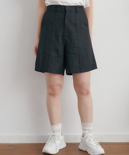 ems excite（エムズエキサイト）の「レーヨン麻バミューダPT（その他パンツ・レディース・ブラック/ナチュラル/ライトブラウン・FREE）」の2枚目の写真