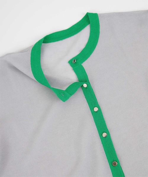 miette（ミエット）の「配色フィンガーホールシアーカーディガン（カーディガン/ボレロ・レディース・ブラック/グレー/ホワイト・FREE）」の12枚目の写真