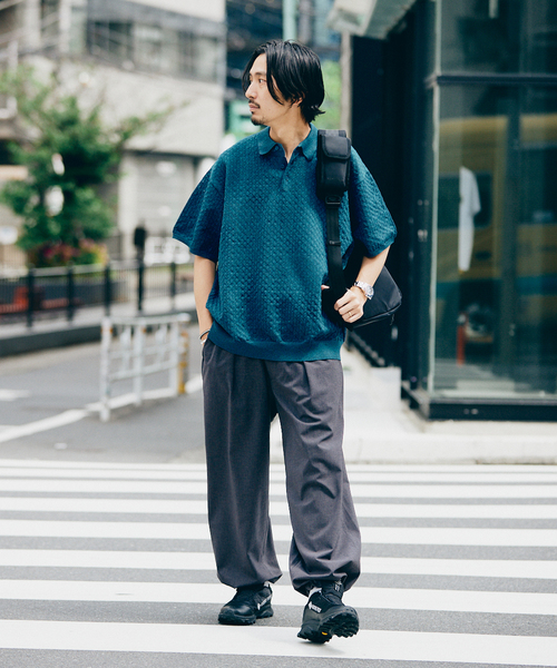 JOURNAL STANDARD（ジャーナルスタンダード）の「ポリエステル 透かし編みプルオーバーニットポロ（ポロシャツ・メンズ・オレンジ/ブルー系その他/ベージュ/ブラック系その他・MEDIUM/LARGE）」の7枚目の写真