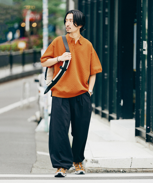 JOURNAL STANDARD（ジャーナルスタンダード）の「ポリエステル 透かし編みプルオーバーニットポロ（ポロシャツ・メンズ・オレンジ/ブルー系その他/ベージュ/ブラック系その他・MEDIUM/LARGE）」の8枚目の写真