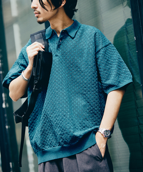 JOURNAL STANDARD（ジャーナルスタンダード）の「ポリエステル 透かし編みプルオーバーニットポロ（ポロシャツ・メンズ・オレンジ/ブルー系その他/ベージュ/ブラック系その他・MEDIUM/LARGE）」の12枚目の写真