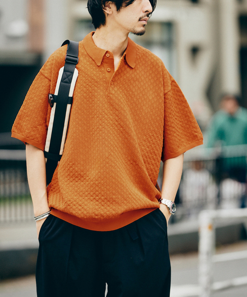 JOURNAL STANDARD（ジャーナルスタンダード）の「ポリエステル 透かし編みプルオーバーニットポロ（ポロシャツ・メンズ・オレンジ/ブルー系その他/ベージュ/ブラック系その他・MEDIUM/LARGE）」の18枚目の写真