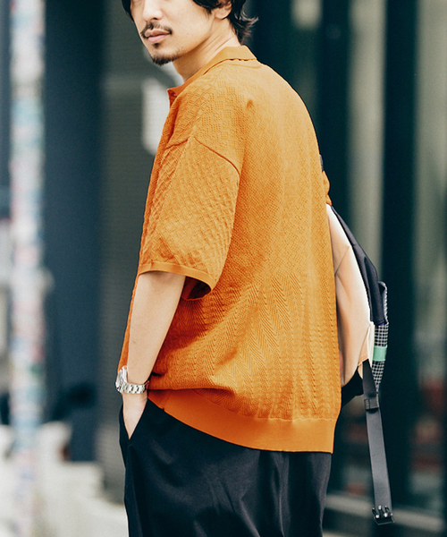 JOURNAL STANDARD（ジャーナルスタンダード）の「ポリエステル 透かし編みプルオーバーニットポロ（ポロシャツ・メンズ・オレンジ/ブルー系その他/ベージュ/ブラック系その他・MEDIUM/LARGE）」の19枚目の写真