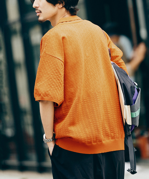 JOURNAL STANDARD（ジャーナルスタンダード）の「ポリエステル 透かし編みプルオーバーニットポロ（ポロシャツ・メンズ・オレンジ/ブルー系その他/ベージュ/ブラック系その他・MEDIUM/LARGE）」の20枚目の写真