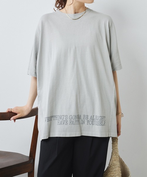 PUAL CE CIN(ピュアルセシン)の「ピグメントロゴプリントTシャツ(Tシャツ/カットソー・レディース・チャコールグレー/アイボリー/ピンク/ベージュ・FREE)」の15枚目の写真