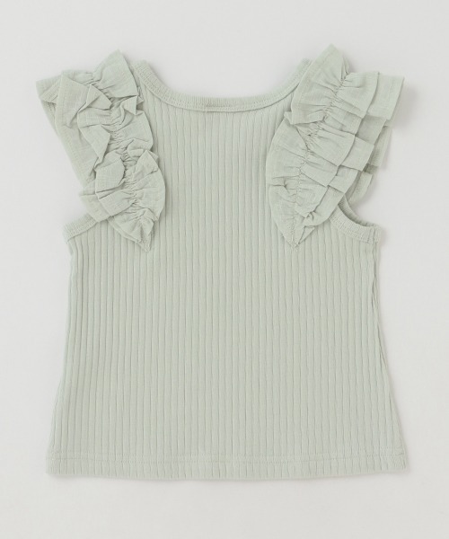 petit main（プティマイン）の「【リンク/接触冷感】肩フリルタンク（タンクトップ・キッズ・ライトグリーン/オフホワイト/イエロー/ピンク・120cm/130cm/90cm/100cm/110cm/80ｃｍ）」の13枚目の写真