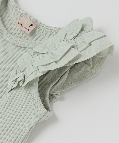 petit main（プティマイン）の「【リンク/接触冷感】肩フリルタンク（タンクトップ・キッズ・ライトグリーン/オフホワイト/イエロー/ピンク・120cm/130cm/90cm/100cm/110cm/80ｃｍ）」の6枚目の写真