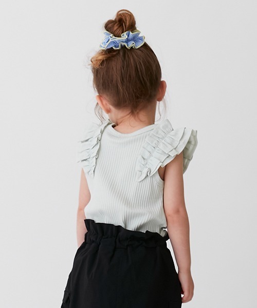 petit main（プティマイン）の「【リンク/接触冷感】肩フリルタンク（タンクトップ・キッズ・ライトグリーン/オフホワイト/イエロー/ピンク・120cm/130cm/90cm/100cm/110cm/80ｃｍ）」の21枚目の写真