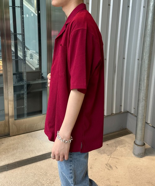 DISCOAT（ディスコート）の「カットジャガードオープンカラーシャツ（シャツ/ブラウス・メンズ・ブラック/ブラウン系その他/ボルドー・MEDIUM/LARGE）」の19枚目の写真