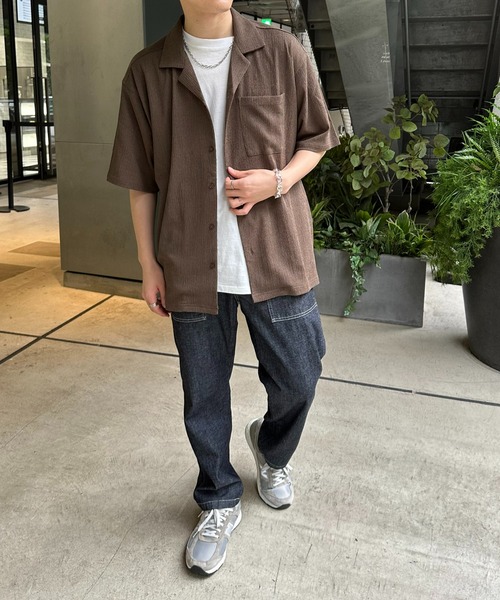 DISCOAT（ディスコート）の「カットジャガードオープンカラーシャツ（シャツ/ブラウス・メンズ・ブラック/ブラウン系その他/ボルドー・MEDIUM/LARGE）」の5枚目の写真