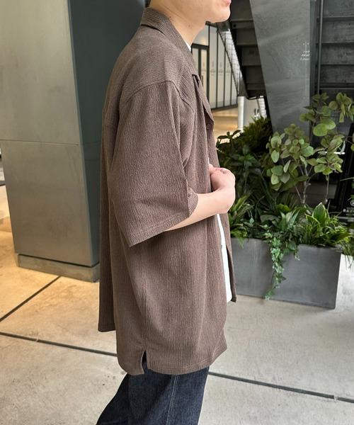 DISCOAT（ディスコート）の「カットジャガードオープンカラーシャツ（シャツ/ブラウス・メンズ・ブラック/ブラウン系その他/ボルドー・MEDIUM/LARGE）」の10枚目の写真