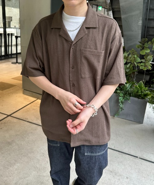 DISCOAT（ディスコート）の「カットジャガードオープンカラーシャツ（シャツ/ブラウス・メンズ・ブラック/ブラウン系その他/ボルドー・MEDIUM/LARGE）」の14枚目の写真