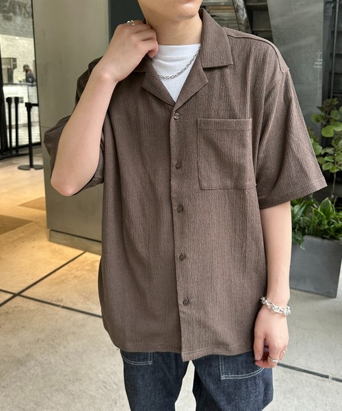 DISCOAT（ディスコート）の「カットジャガードオープンカラーシャツ（シャツ/ブラウス・メンズ・ブラック/ブラウン系その他/ボルドー・MEDIUM/LARGE）」の13枚目の写真