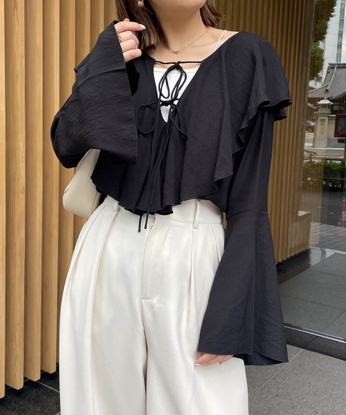 CAPRICIEUX LE'MAGE（カプリシューレマージュ）の「フリル襟ブラウス（シャツ/ブラウス・レディース・ブラック/ホワイト/グリーン・FREE）」の17枚目の写真