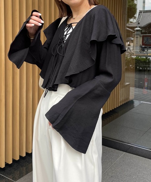 CAPRICIEUX LE'MAGE（カプリシューレマージュ）の「フリル襟ブラウス（シャツ/ブラウス・レディース・ブラック/ホワイト/グリーン・FREE）」の19枚目の写真