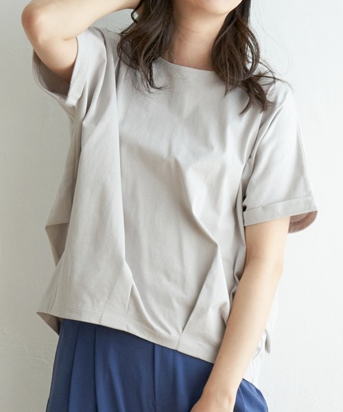 ikka(イッカ)の「冷感ドルマンタックプルオーバー(Tシャツ/カットソー・レディース・ブラック/ライトグリーン/ブルー系その他/ベージュ/ホワイト・L/S/M)」の4枚目の写真