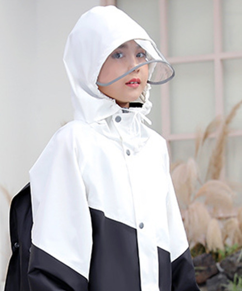 セール】キッズ バイカラークリアバイザーレインコート+レインパンツ+