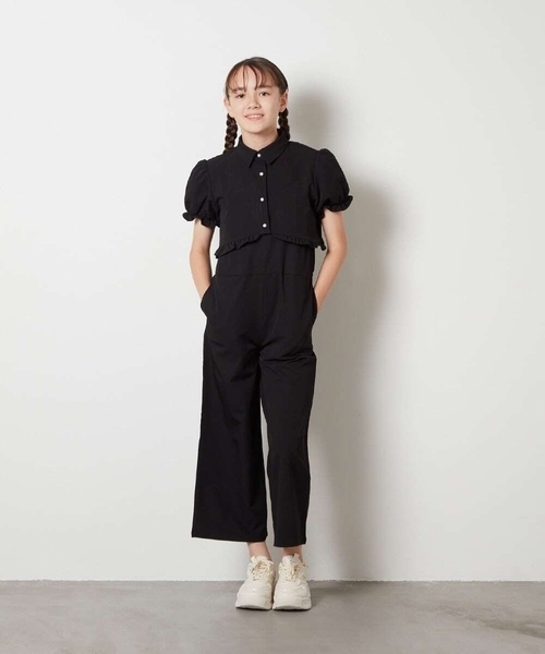 a.v.v（アーヴェヴェ）の「[140-150]【3点セット】サロペットコーデセット（サロペット/オーバーオール・キッズ・ブルー/ブラック・150/140）」の2枚目の写真