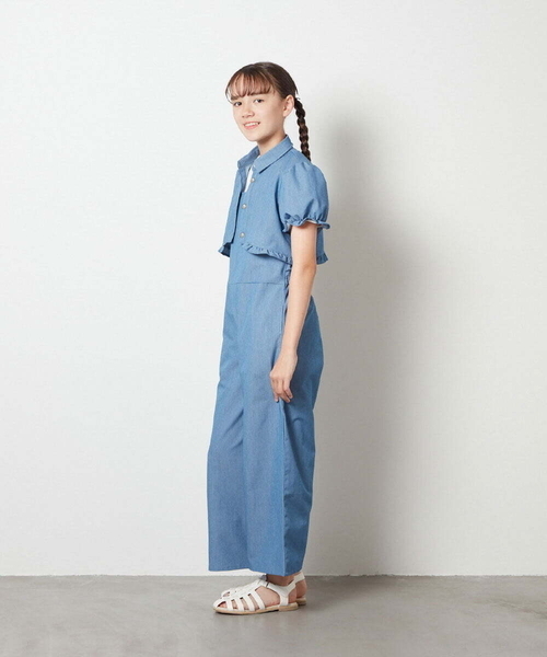 a.v.v（アーヴェヴェ）の「[140-150]【3点セット】サロペットコーデセット（サロペット/オーバーオール・キッズ・ブルー/ブラック・150/140）」の6枚目の写真