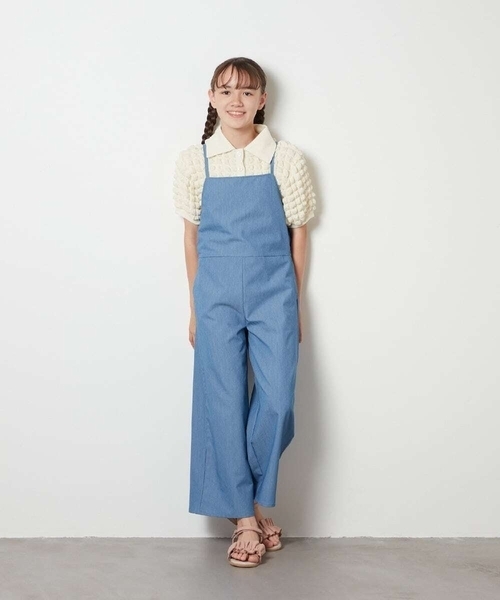 a.v.v（アーヴェヴェ）の「[140-150]【3点セット】サロペットコーデセット（サロペット/オーバーオール・キッズ・ブルー/ブラック・150/140）」の9枚目の写真