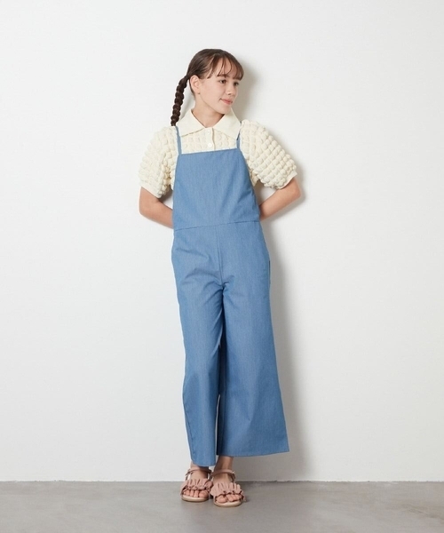 a.v.v（アーヴェヴェ）の「[140-150]【3点セット】サロペットコーデセット（サロペット/オーバーオール・キッズ・ブルー/ブラック・150/140）」の12枚目の写真