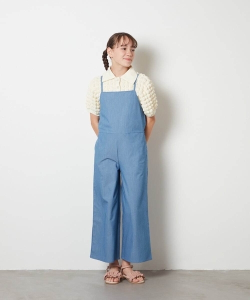 a.v.v（アーヴェヴェ）の「[140-150]【3点セット】サロペットコーデセット（サロペット/オーバーオール・キッズ・ブルー/ブラック・150/140）」の19枚目の写真
