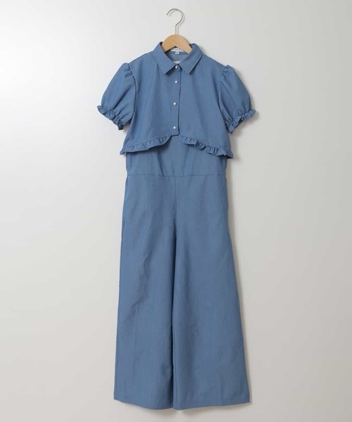 a.v.v（アーヴェヴェ）の「[140-150]【3点セット】サロペットコーデセット（サロペット/オーバーオール・キッズ・ブルー/ブラック・150/140）」の13枚目の写真