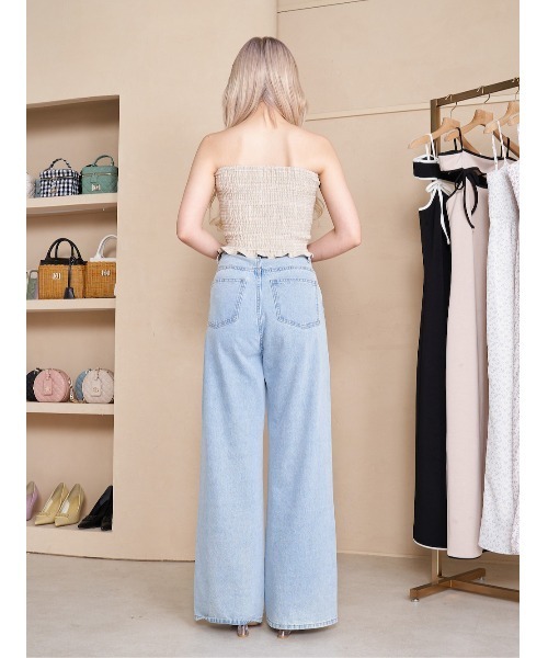 Darich（ダーリッチ）の「サマーチェックシャーリングベアトップ（チューブトップ・レディース・ミント/ベージュ/ピンク・FREE）」の10枚目の写真